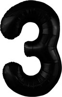 Шар (40''/102 см) Цифра Slim Черный блеск №3  Agura 88028760
