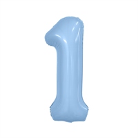 Шар (40''/102 см) Цифра Slim Небесный №1 Agura 88049735