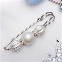 Булавка «Зефир» 7см, цвет белый в серебре 3714516 3714516