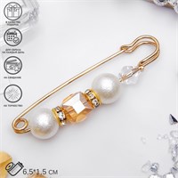 Булавка «Кубик» 6,5см, цвет  бело-коричневый в золоте 3714517 3714517