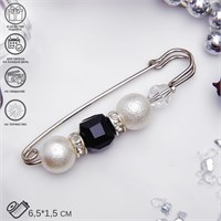 Булавка «Кубик» 6,5см, цвет бело-чёрный в серебре   3714518 3714518