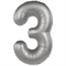 Шар (40''/102 см) Цифра SLIM Лунное серебро №3  FM 88048945