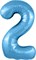 Шар (40''/102 см) Цифра Slim Голубой №2  Agura 2139787