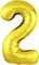 Шар (40''/102 см) Цифра Slim Золото №2  Agura 2139731