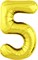 Шар (40''/102 см) Цифра Slim Золото №5  Agura 2139733