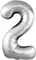 Шар (40''/102 см) Цифра Slim Серебро №2  Agura 2139728