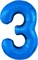 Шар (40''/102 см) Цифра Slim Синий №3  Agura 87994342