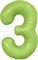 Шар (40''/102 см) Цифра Slim Мистик Фисташка Сатин №3  Agura 88026198