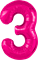 Шар (40''/102 см) Цифра Slim Фуксия Сатин №3  Agura 88026214