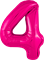 Шар (40''/102 см) Цифра Slim Фуксия Сатин №4  Agura 88026215